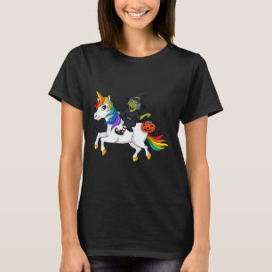 Witch Riding Unicorn Fun Halloween Girls Kids  T-Shirt