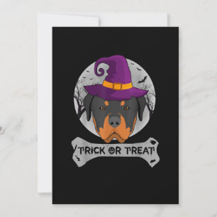 Witch Rottweiler Trick Or Treat Funny Dog Announcement