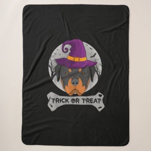 Witch Rottweiler Trick Or Treat Funny Dog Sherpa Blanket