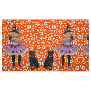 Witch’s and Cats Halloween Fabric