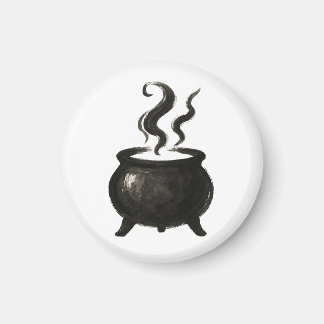 Witch’s Brew – Minimalist Halloween Cauldron on  Magnet (Front)