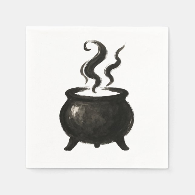 Witch’s Brew – Minimalist Halloween Cauldron on  Napkin (Front)