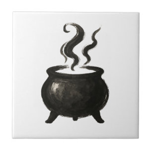 Witch’s Brew – Minimalist Halloween Cauldron on Tile