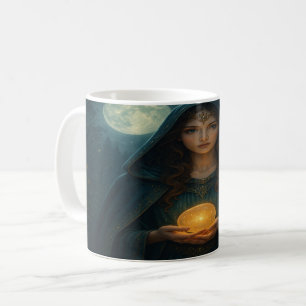 Witch’s Brew – Moonlit Sorceress with Glowing Orb Coffee Mug