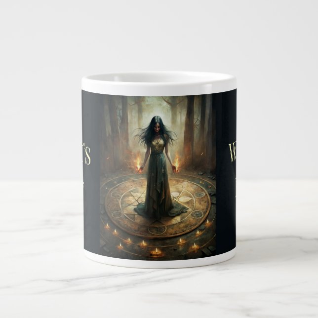 Witch’s Brew – Ritual Witch with Pentacle Circle Large Coffee Mug (Front)