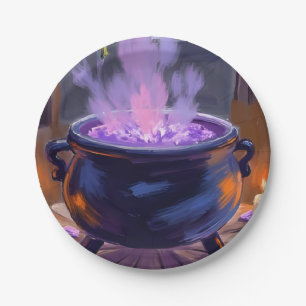 Witch’s Cauldron Purple Halloween Party Spooky Paper Plate