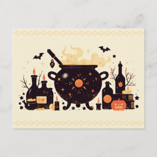 Witch’s Cauldron with Potions and Witchcraft Holiday Postcard