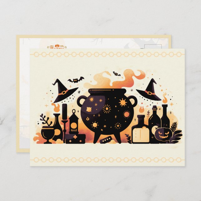 Witch’s Cauldron with Potions and Witchcraft Postcard (Front/Back)