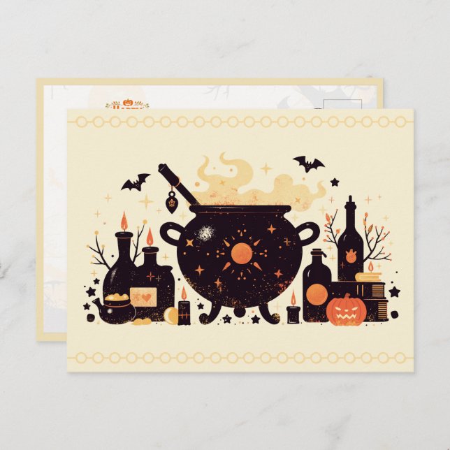 Witch’s Cauldron with Potions and Witchcraft Postcard (Front/Back)