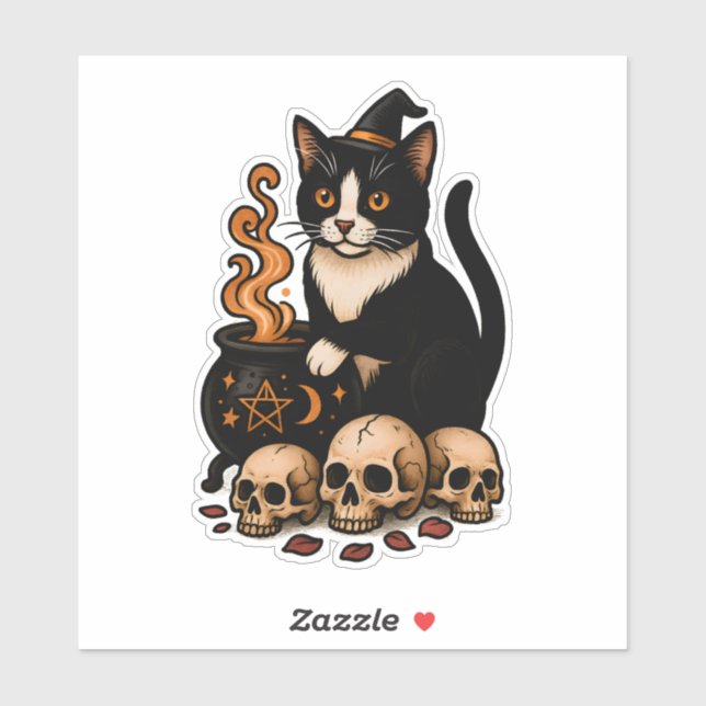Witch’s Familiar – Tuxedo Cat and Caldron (Sheet)
