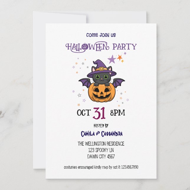 Witch’s Fur-miliar Halloween Party Invitation (Front)