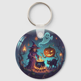 Witch’s Halloween Night Magic Key Ring