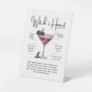 Witch’s Heart Martini Cocktail Pedestal Sign