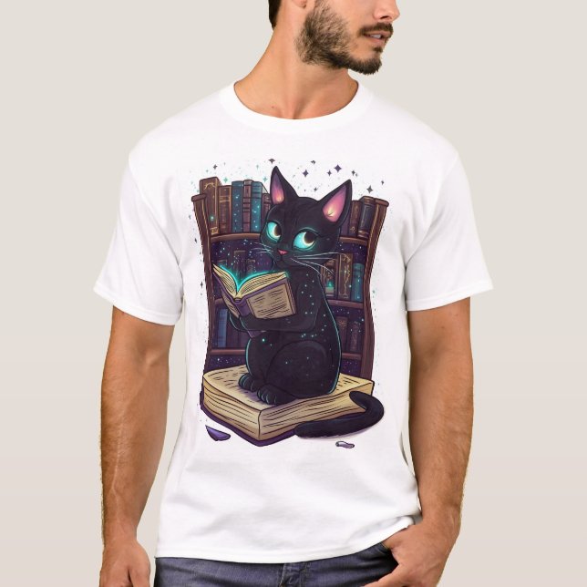  Witch�s Library Cat T-Shirt (Front)