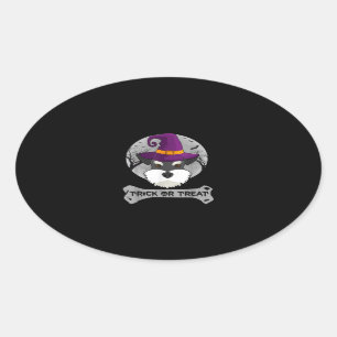 Witch Schnauzer Trick Or Treat Funny Dog Halloween Oval Sticker