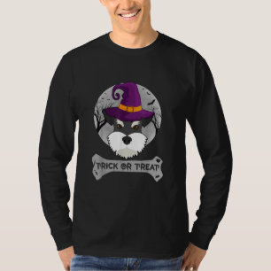 Witch Schnauzer Trick Or Treat Funny Dog Halloween T-Shirt