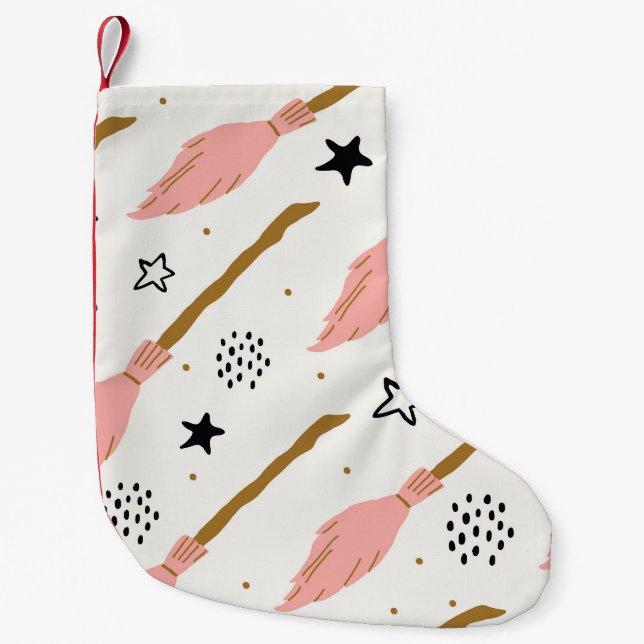 Witch School Magic Doodle Pattern Small Christmas Stocking (Front)