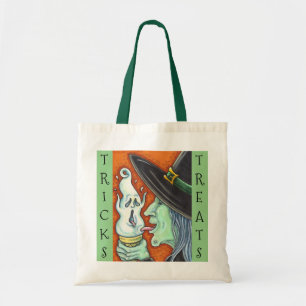 WITCH & SCREAMING ICE CREAM CONE Trick Or Treat Tote Bag