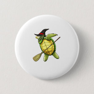 Witch Sea Turtle Dab Funny Halloween Horror Scary  6 Cm Round Badge