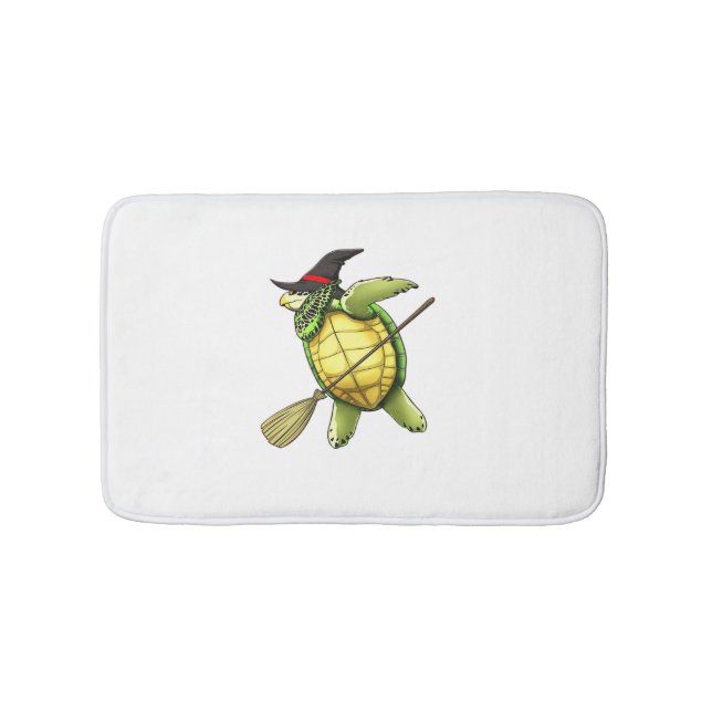 Witch Sea Turtle Dab Funny Halloween Horror Scary  Bath Mat (Front)