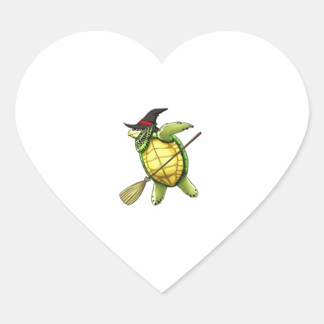 Witch Sea Turtle Dab Funny Halloween Horror Scary  Heart Sticker (Front)
