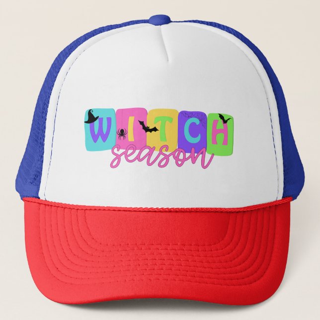 Witch Season – Cute Halloween Design Trucker Hat (Front)