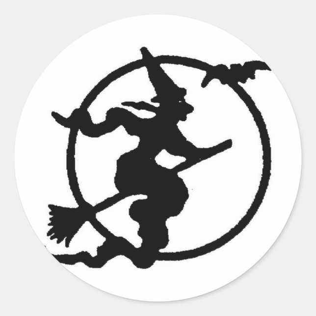 Witch Silhouette Classic Round Sticker (Front)