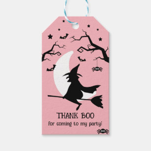 Witch Silhouette Thank BOO Pink Birthday Party Gift Tags