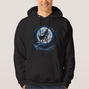 Witch Skiing Through Moonlight Hoodie