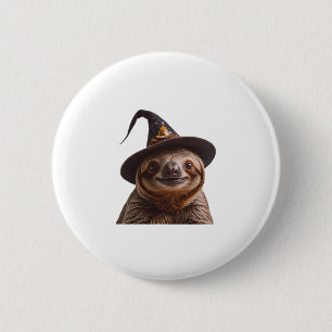 Witch Sloth Halloween trick or treat spooky pumpki 6 Cm Round Badge