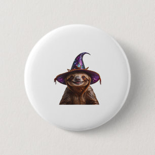 Witch Sloth Halloween trick or treat spooky pumpki 6 Cm Round Badge