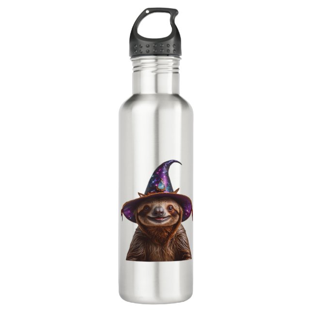 Witch Sloth Halloween trick or treat spooky pumpki 710 Ml Water Bottle (Front)