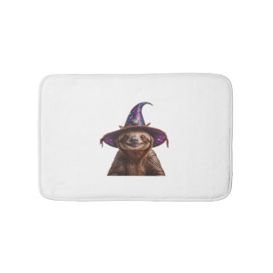 Witch Sloth Halloween trick or treat spooky pumpki Bath Mat