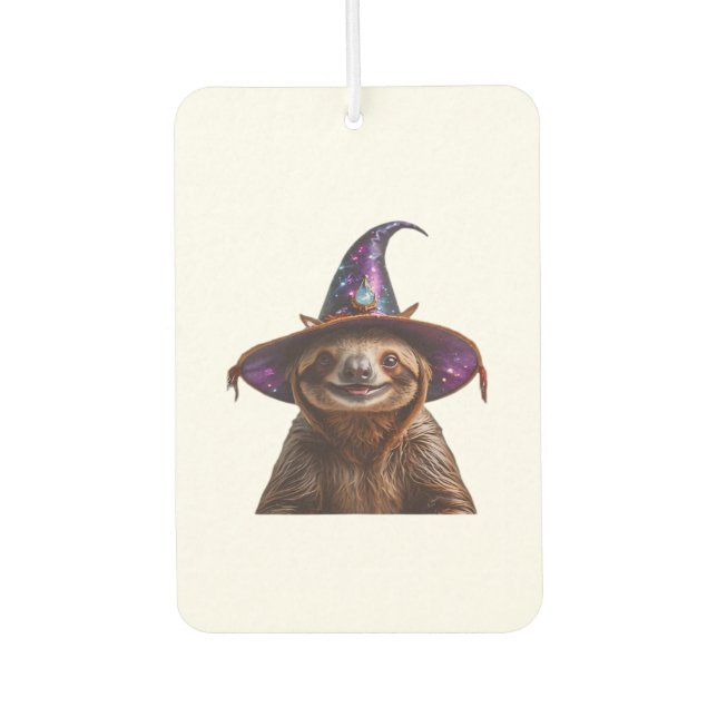 Witch Sloth Halloween trick or treat spooky pumpki Car Air Freshener (Front)