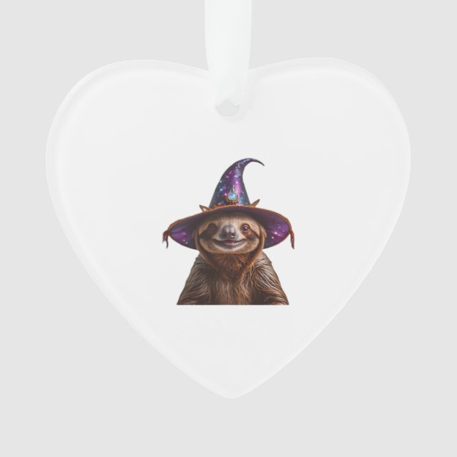 Witch Sloth Halloween trick or treat spooky pumpki Ornament (Front)