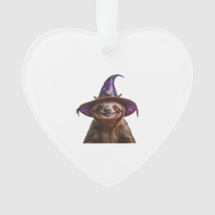Witch Sloth Halloween trick or treat spooky pumpki Ornament