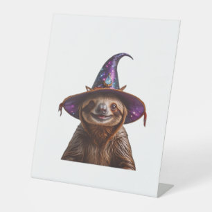 Witch Sloth Halloween trick or treat spooky pumpki Pedestal Sign