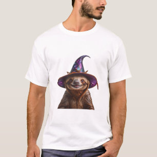 Witch Sloth Halloween trick or treat spooky pumpki T-Shirt