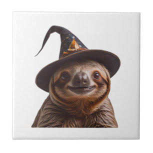 Witch Sloth Halloween trick or treat spooky pumpki Tile