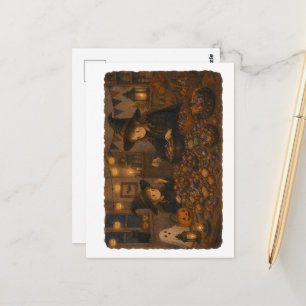 Witch Sorting Halloween Candy for Candy Lovers Postcard