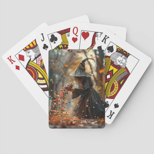 Witch splashes colourful candy playing cards (Back)