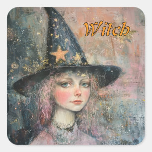 Witch square sticker