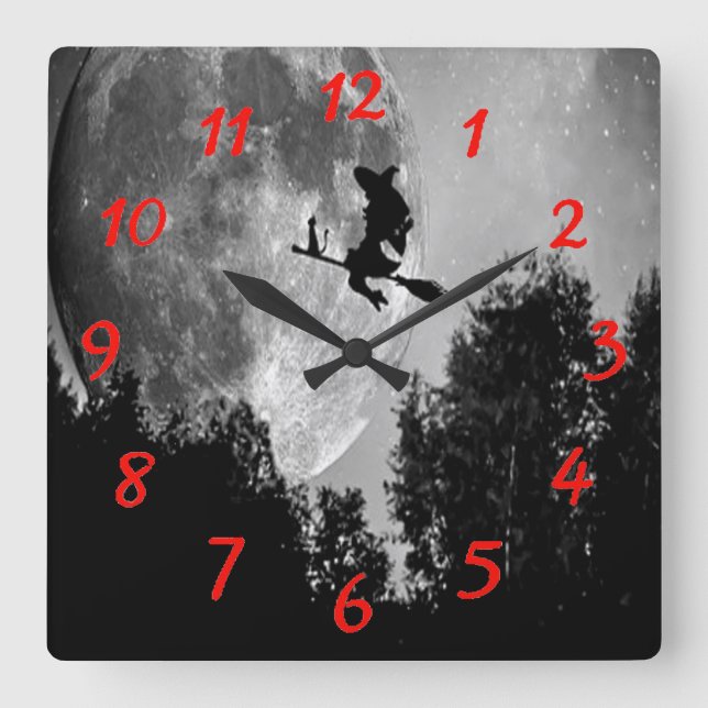 Witch Square Wall Clock (Front)