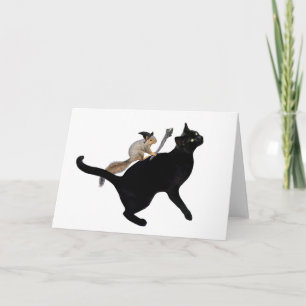 Witch Squirrel on Cat Card