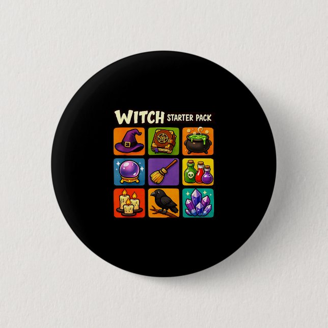 Witch starter pack funny magic witchcraft 6 cm round badge (Front)