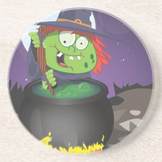 Witch Stirring a Cauldron . Coaster