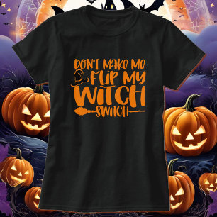 Witch Switch Hat & Broom Halloween Cotton T-Shirt