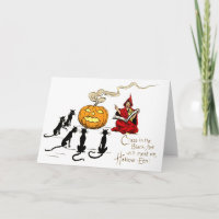 Witch Teaching Black Cat Jack O' Lantern