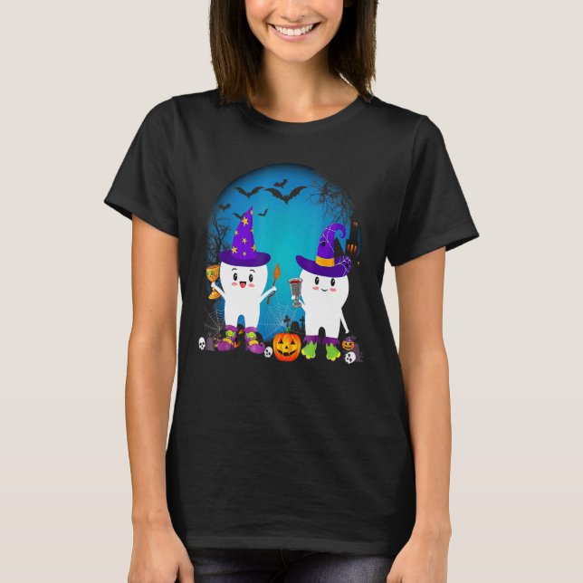 Witch Teeth Cute Witch Teeth Dental Dentist Hallow T-Shirt (Front)