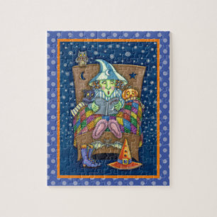 WITCH TELLING SPOOKY BEDTIME STORIES, HALLOWEEN JIGSAW PUZZLE